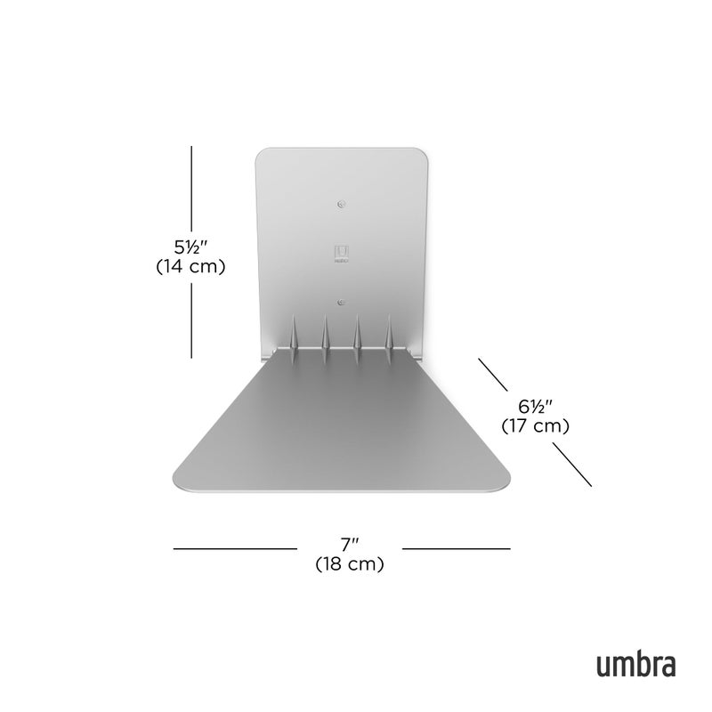 UMBRA UUmbra Conceal, Sturdy Metal Floating Bookshelf for Wall (Set of 3 - Large), Silver (1005073-560) - Image 3